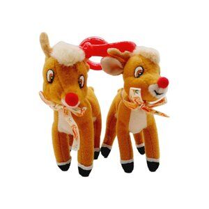 Rudolph Red Nosed Reindeer Christmas Ornament 1999 Plush Stuffed Animal Set Of 2